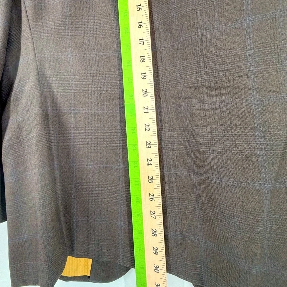Vintage Towncraft Plus Mens Plaid Blazer 42R Brown Two Button Lined Jacket